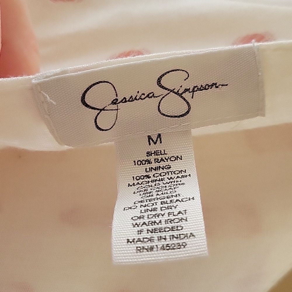 Jessica Simpson Mini Dress Size M Casual Mini Cream and Pink Open Back Tie Bow - Picture 7 of 8